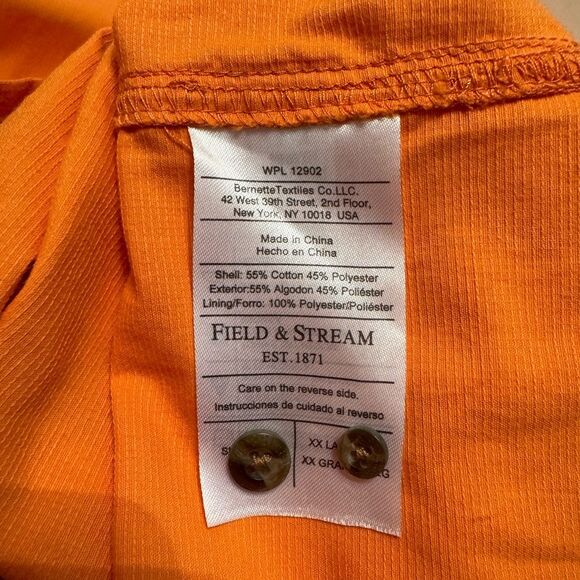 Field & Stream Size XXL Mens Travel Fishing Shirt Tangerine Orange Short Sleeve - Picture 6 of 7
